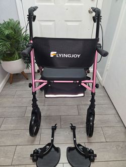 FlyingJoy Foldable 2-in-1 Rollator Walker and transport chair