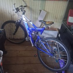 Blue Full Suspension Mountain Bike