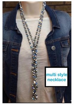 Blue Pearl Multi Style Necklace NIB