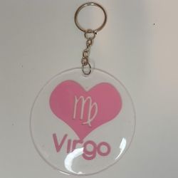 Pink heart handmade zodiac keychain 3 in