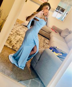 Light Blue Off-Shoulder Maxi Dress