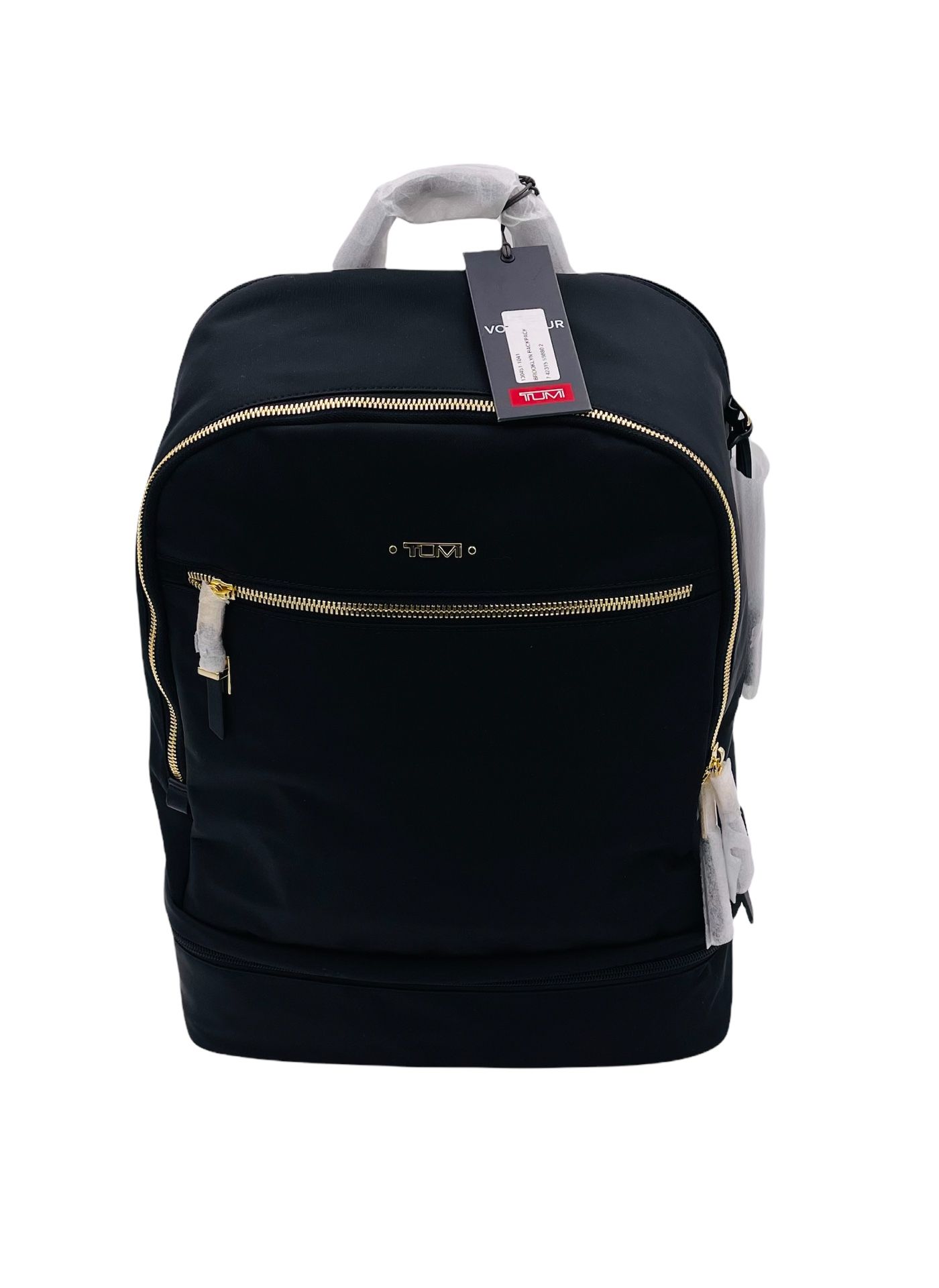 TUMI Brooklyn Double Compartment Backpack Black with Gold Hardware Voyageur