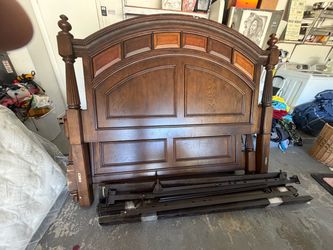 Wood Bed Frame with Headboard and Footboard