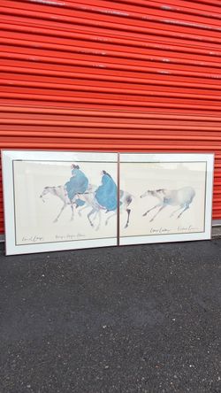 Carol Grigg "Bringing Hejira Home" Native American Framed Watercolor Prints 34 .5 “. x 30.5 “