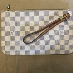 Louis Vuitton Large Neverfull Mm Damier Azur Pochette Wristlet