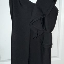 Black One Shoulder And Front Side Slit Short Dress 