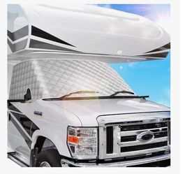Class c RV windshield and side windows cover.