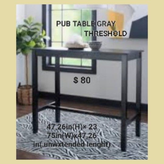 Brand New Pub Table Gray Wash Wood Threshold 