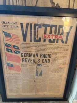 2 Framed Historic Newspapers – WWII Victory 1945 & JFK Assassination 1963 – $250