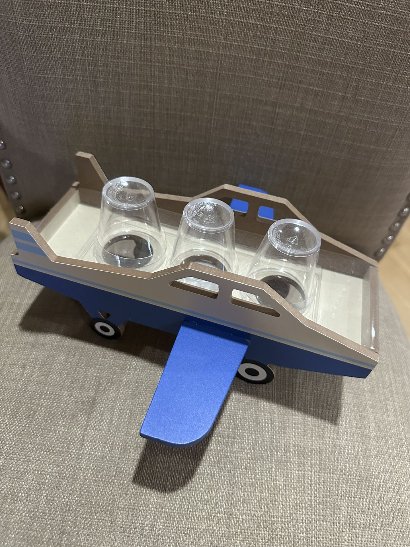 Mini Wooden Airplane Decoration With Plastic Shot Cups