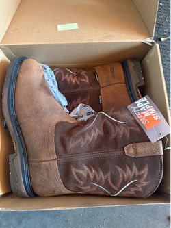 NINGO Men Waterproof Steel Toe Work Boots Leather Oil Slip Resistant Cowboy Boot size 12