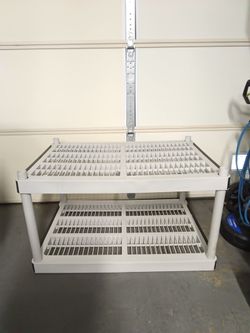 2-Tier White Plastic Storage Shelf Rack