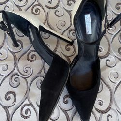 Schutz Black And Cream Suede Heels Size 6
