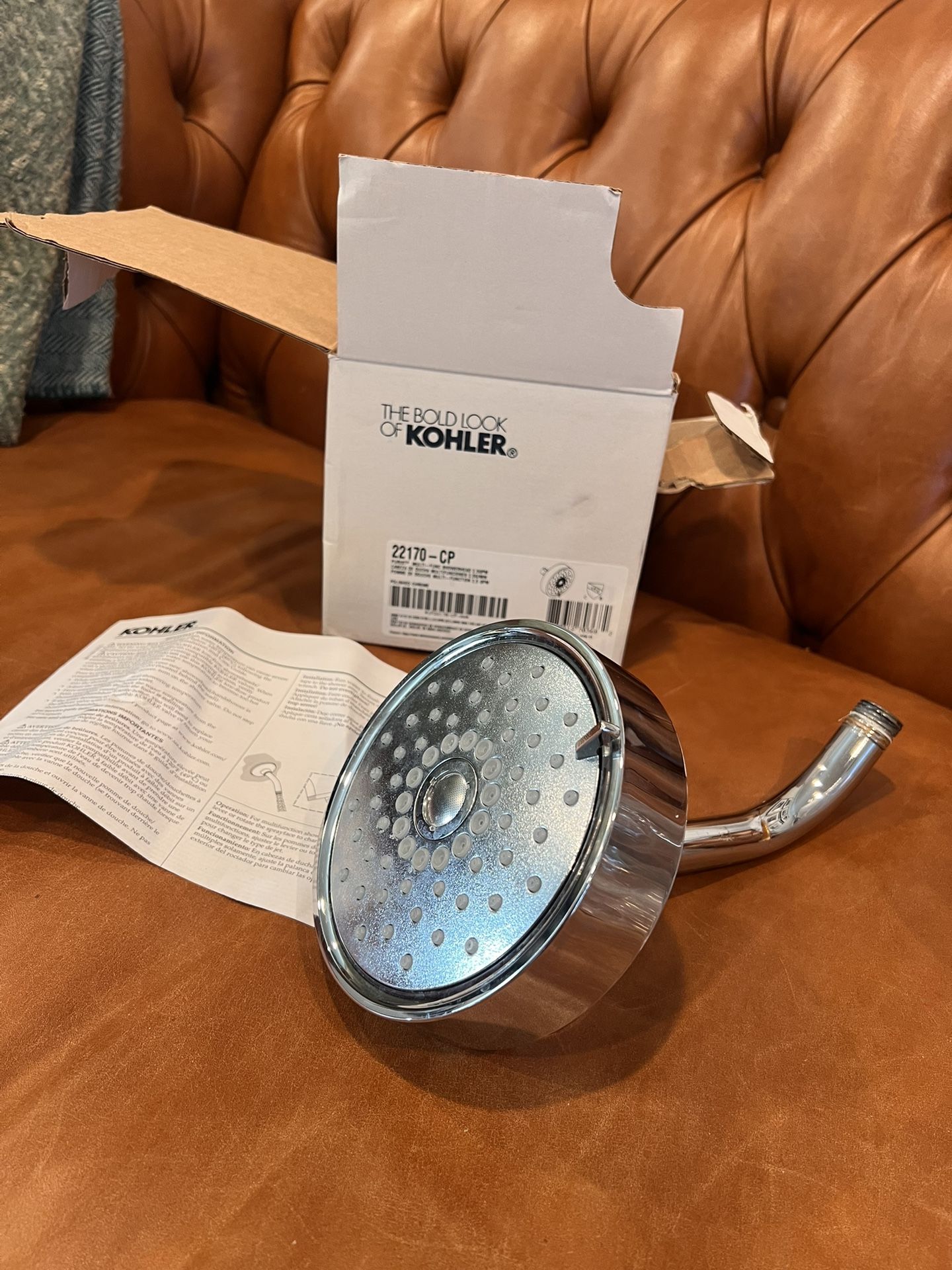 KOHLER 22170-CP Purist 2.5 GPM Multi Function Shower Head with MasterClean and Katalyst Air-Induction Spray Technology, Polished Chrome