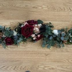 Homemade Sweetheart Table Flower Arrangement And Two-Piece Flower Arrangement For Alter