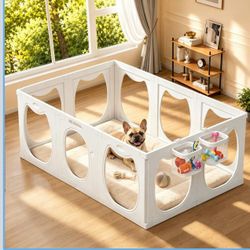 Dog Playpen with Storage Basket, 10 PCS 23.6" H Puppy Playpen Foldable Cat Playpen Indoors with Door Gate, for Small & Medium Pet, Rabbit, Duck, Chick