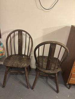 2 Vintage Antique Spindle Back Chairs
