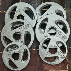 CAP CAST IRON TRI-GRIP OLYMPIC WEIGHT PLATES—50 lbs Total