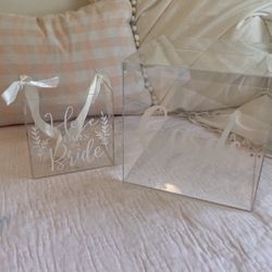 Acrylic boxes for wedding cards, and flower girl petals