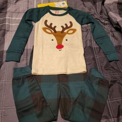 Kids PJ Christmas Reindeer Pajama Set size 2T - NEW