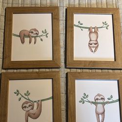 Nursery Sloth Pictures 8x10 (frame not included)