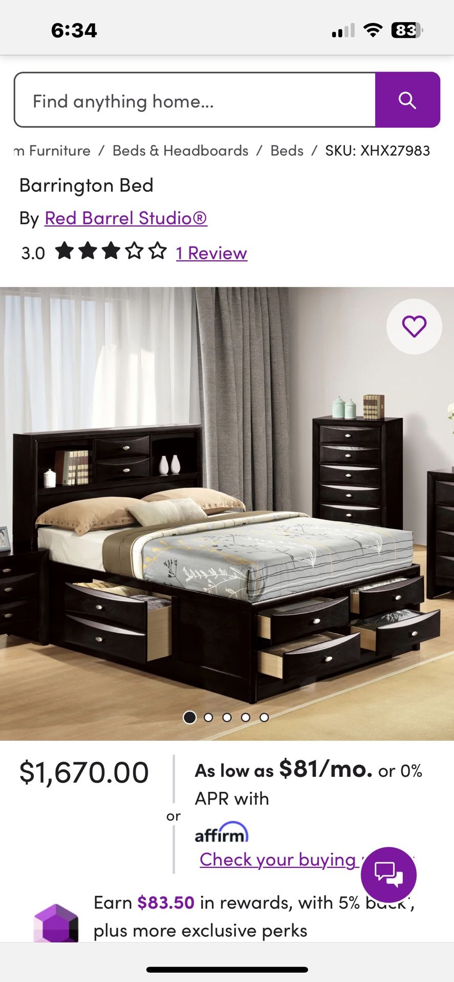 King size Bed with Storage