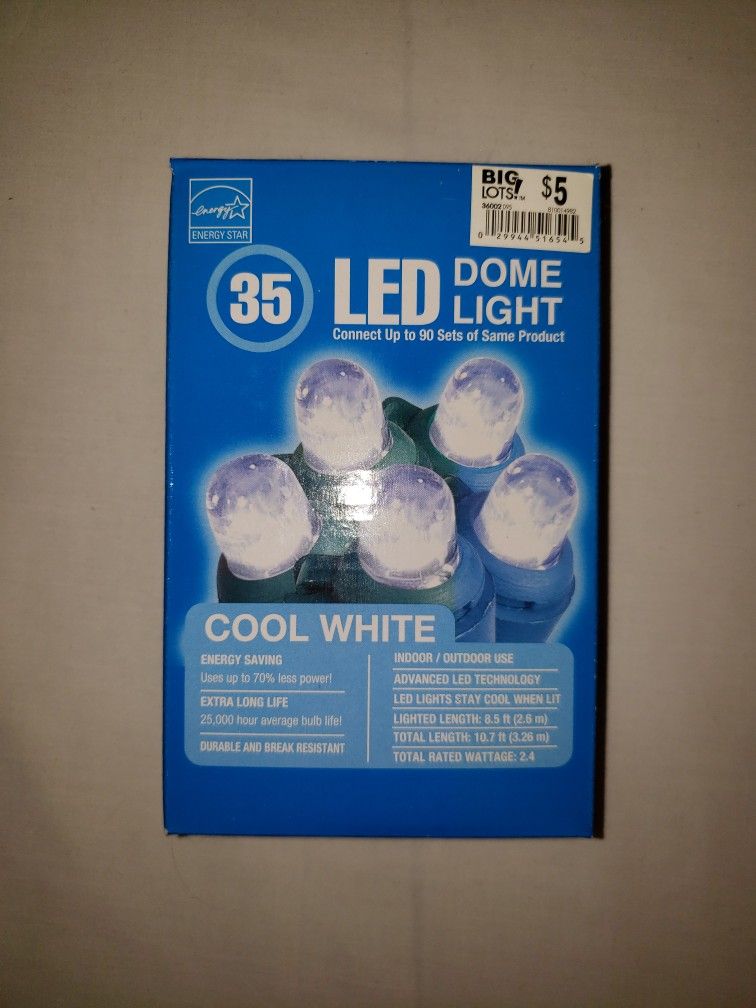 35 COOL WHITE LED DOME LIGHT STRING