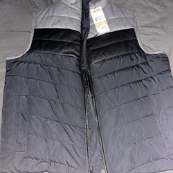 Kenneth Cole Reaction Colorblock Quilted Puffer Vest Faux Leather Trim NWT