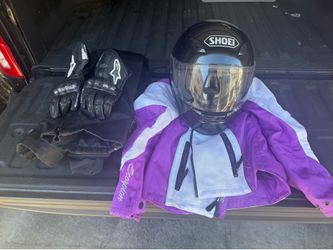 Women’s Motorcycle Riding Gear Bundle – Shoei Helmet + Jacket + Gloves + Pants – Size Small