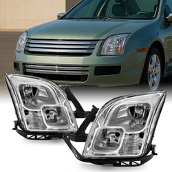 Fits 2006-2009 Ford Fusion Original Manufacturer Style Headlights Assembly Chrome Housing Clear Lens