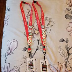 3/$10 🌟 Pair Of Two Red & White JCPenney Lanyard with 6 Kids Zone Badges/ Pins