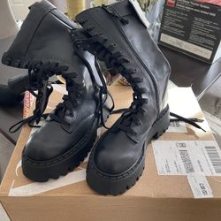 Zara Laced Up Black Boots Size 8