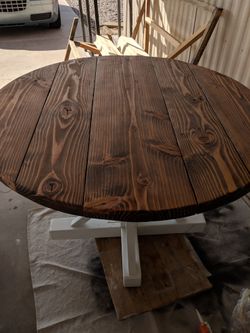 4ft round kitchen table, polyurethane top coat for indoor or outdoor use more sizes are available