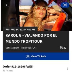 Karol G ( Friday Concert @ Sofi 2 Tickets For 430.00)