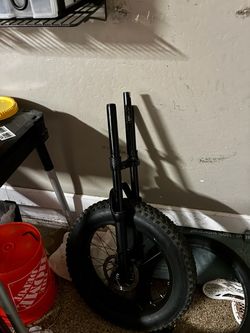 Ridstar front bucklos assembly with tire and extra forks.