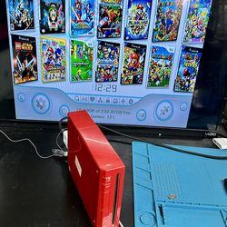 Red Modded Wii w/ over 300 games Wii,GameCube,N64,GB,GBC,GBA,SNES,NES