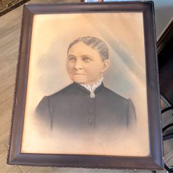 Antique Portrait Pastel Drawing Painting Framed