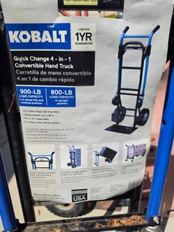 Kobalt
Kobalt 900-lb Capacity 2 -Wheel Black Steel 4 in 1 convertible hand truck