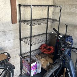 Black Wire Shelving Unit – 5 Shelves + Wheels