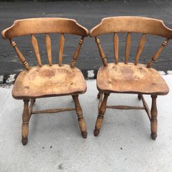Very Good Condition Two Hardwood Chairs 