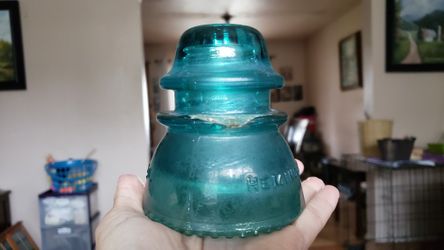 Vintage Hemingray Co.#42 -Green Glass Electric Insulator-