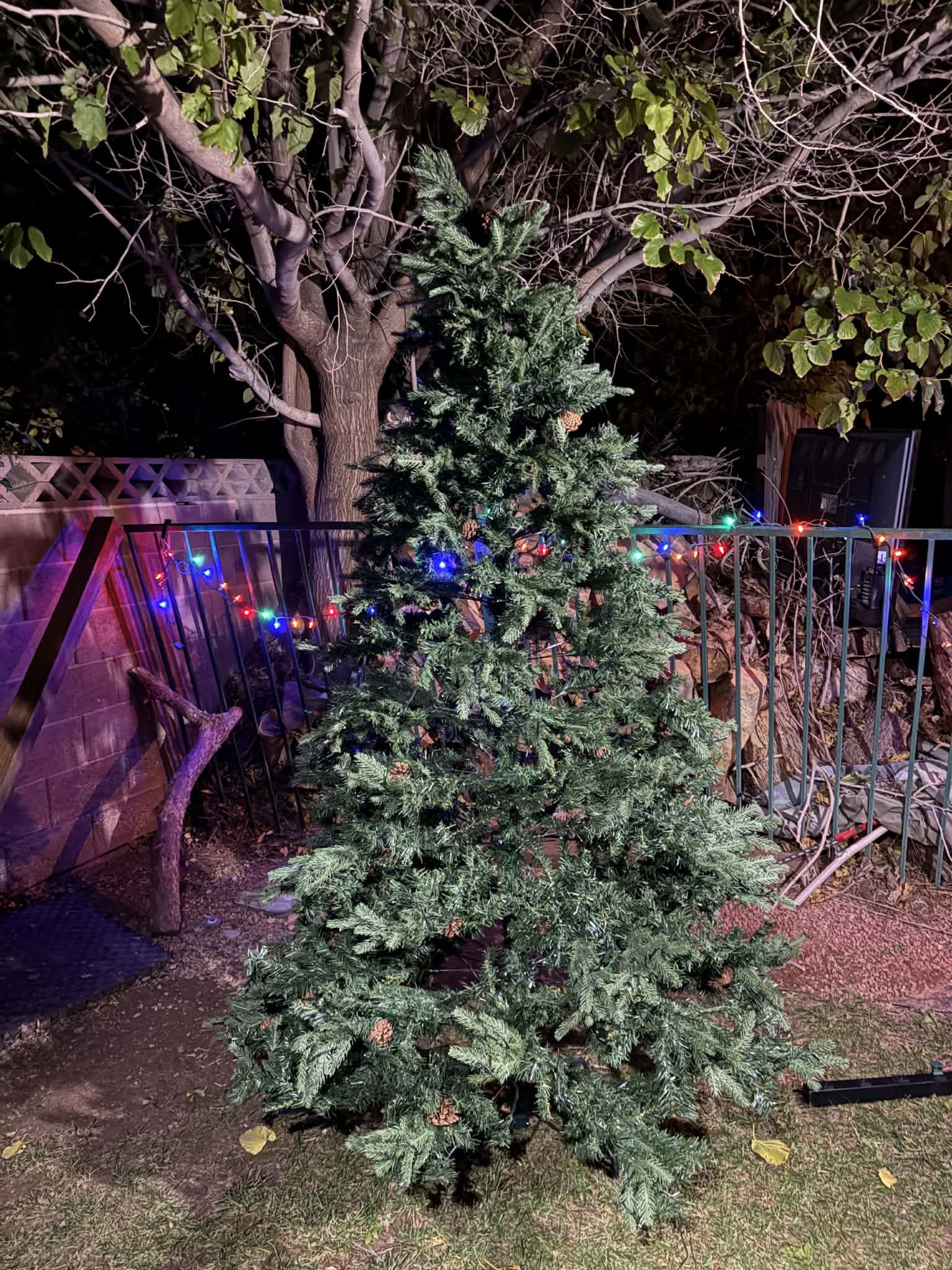 7 FT Christmas Tree with Hinged Premium Spruce Artificial Xmas Trees, Green, Foldable Base