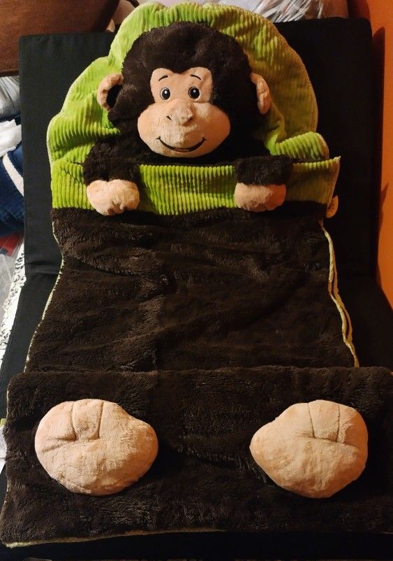 Kid's Fuzzy Monkey Sleeping Bag / Blanket