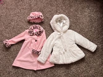 4T-5T Toddler Girls Pink and White Coats