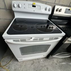 Ge Electric Stove Glass Top White 