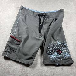 Y2K Gotcha Board Shorts Men's Size 38 Gray Swim Trunks Surf Beach #3C