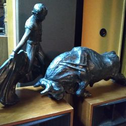 Vintage Matador and Bull statue.  REDUCED