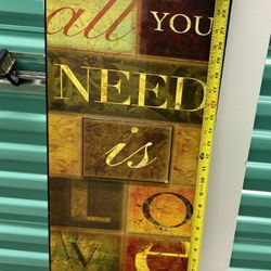 All You Need Is Love Wall Art 23x10 Inch