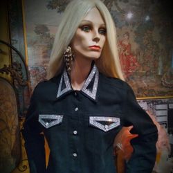 Swarovski Crystals Embellished Denim Jacket By Christine Alexander 