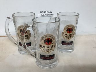 Bacardi “Oakheart” Glass Mugs “Brand New” (Each) * Read Description 